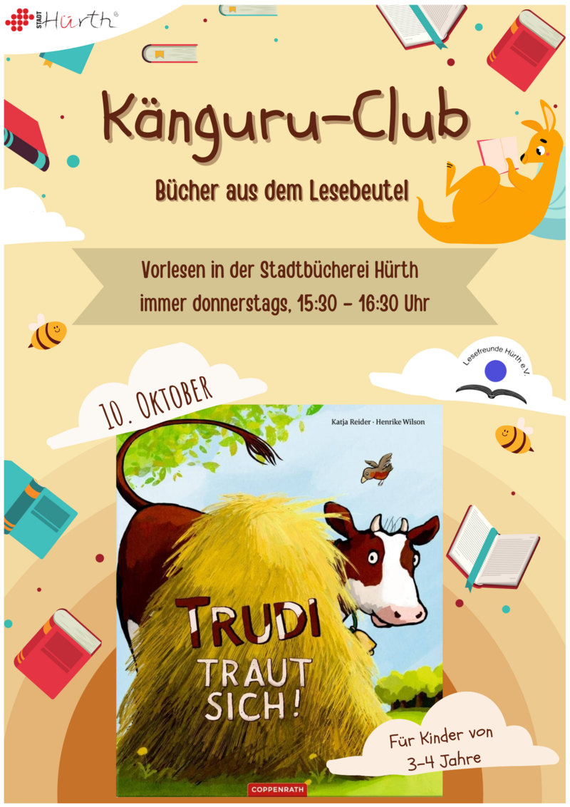 Plakat für den Känguru-Club. Lesung am 19.09.2024